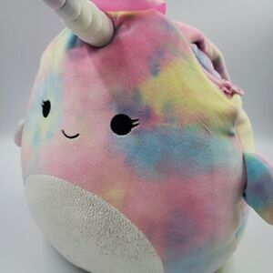 Squishmallows Narwhal Backpack for Girls Pastel Tie Dye Plush Navina The Narwhal